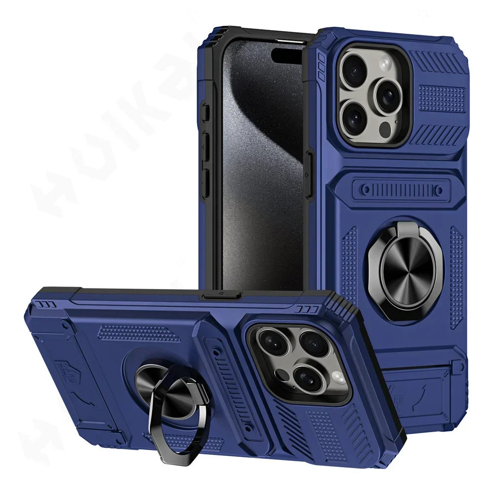 Magnetic iPhone Wallet Case with Ring Kickstand