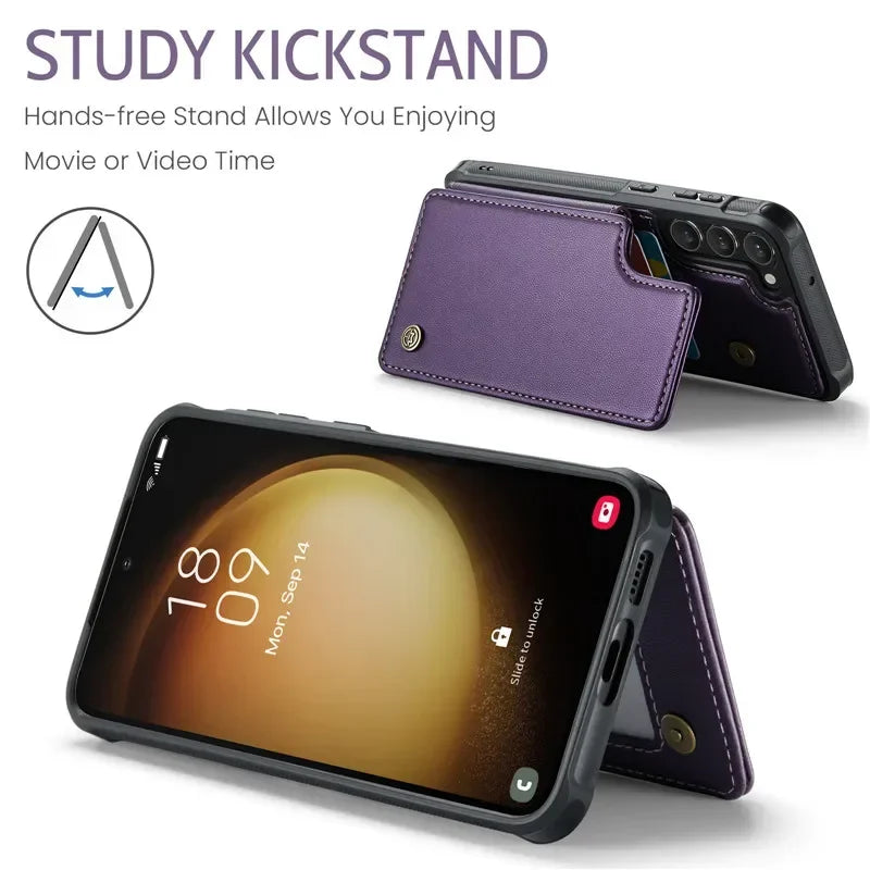 Leather Magnetic Wallet Phone Case with Pocket for Samsung