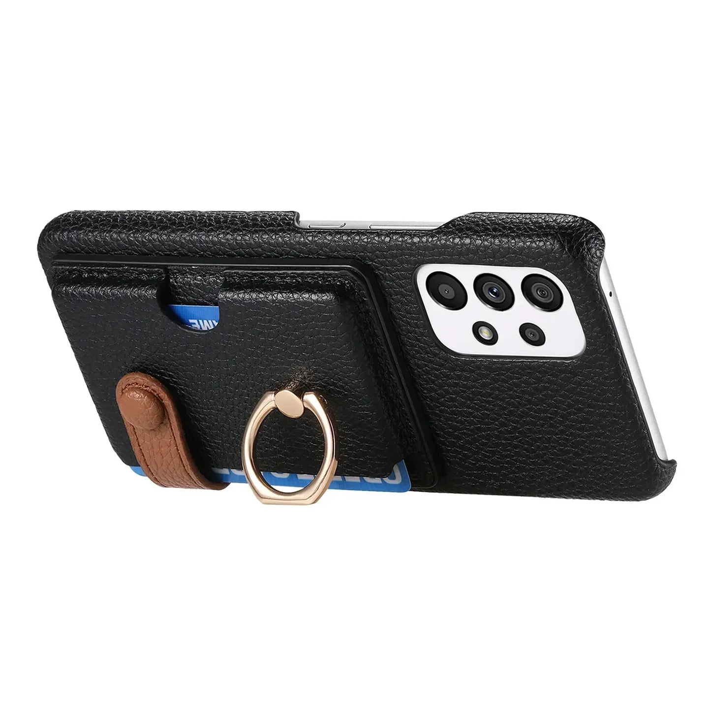 Leather Wallet Phone Case with Ring for Samsung Galaxy Series