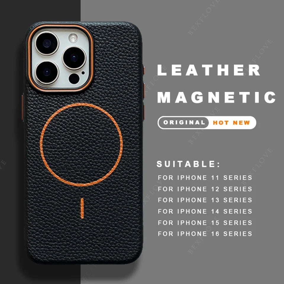 Official MagSafe Leather Texture iPhone Case Cover
