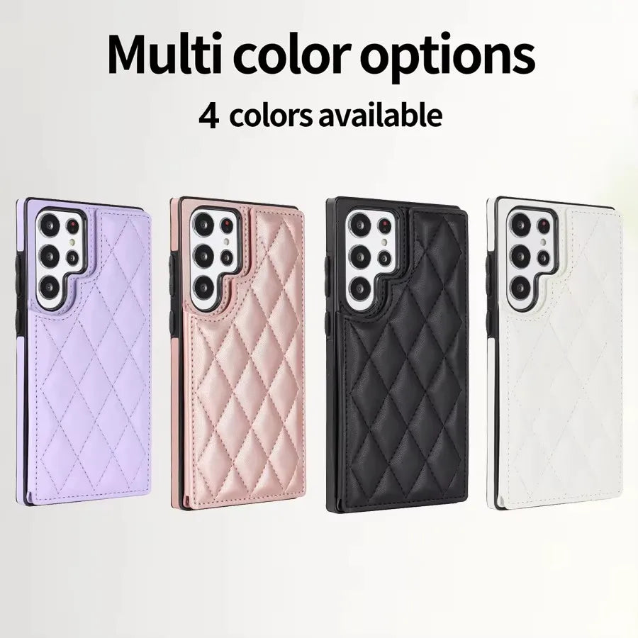 Wallet Flip Leather Case with Double Button for Samsung
