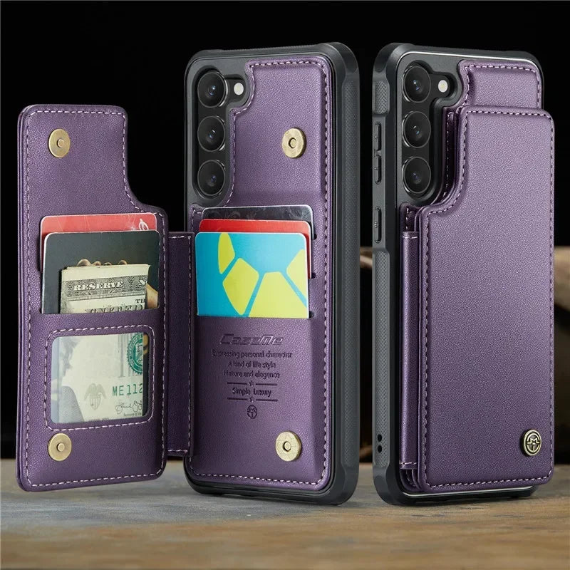 Leather Magnetic Wallet Phone Case with Pocket for Samsung