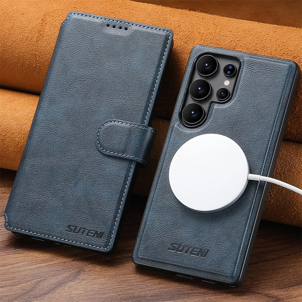 Detachable Magnetic Leather Wallet Phone Case for Samsung