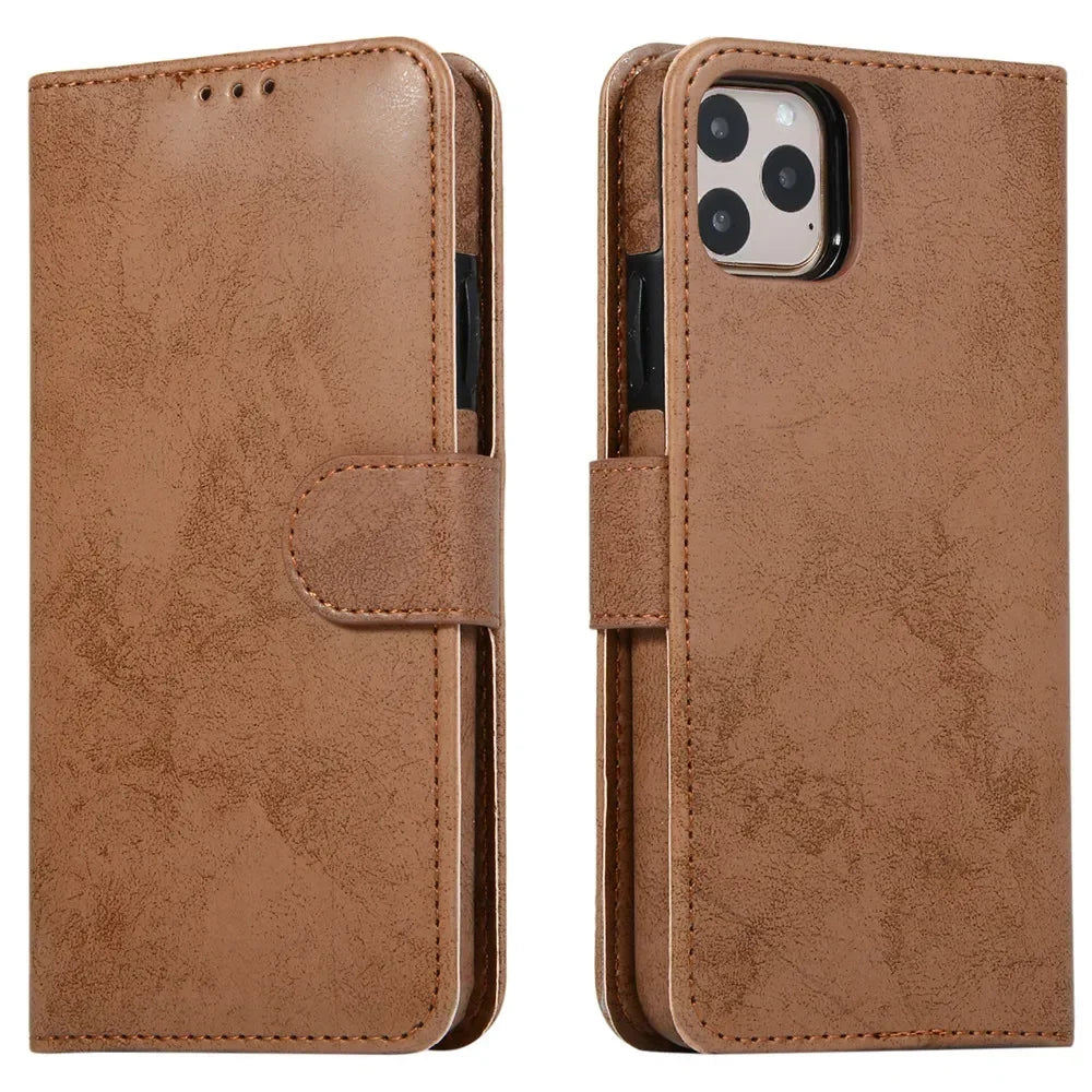 Luxury Leather Flip Wallet Card Case for iPhone