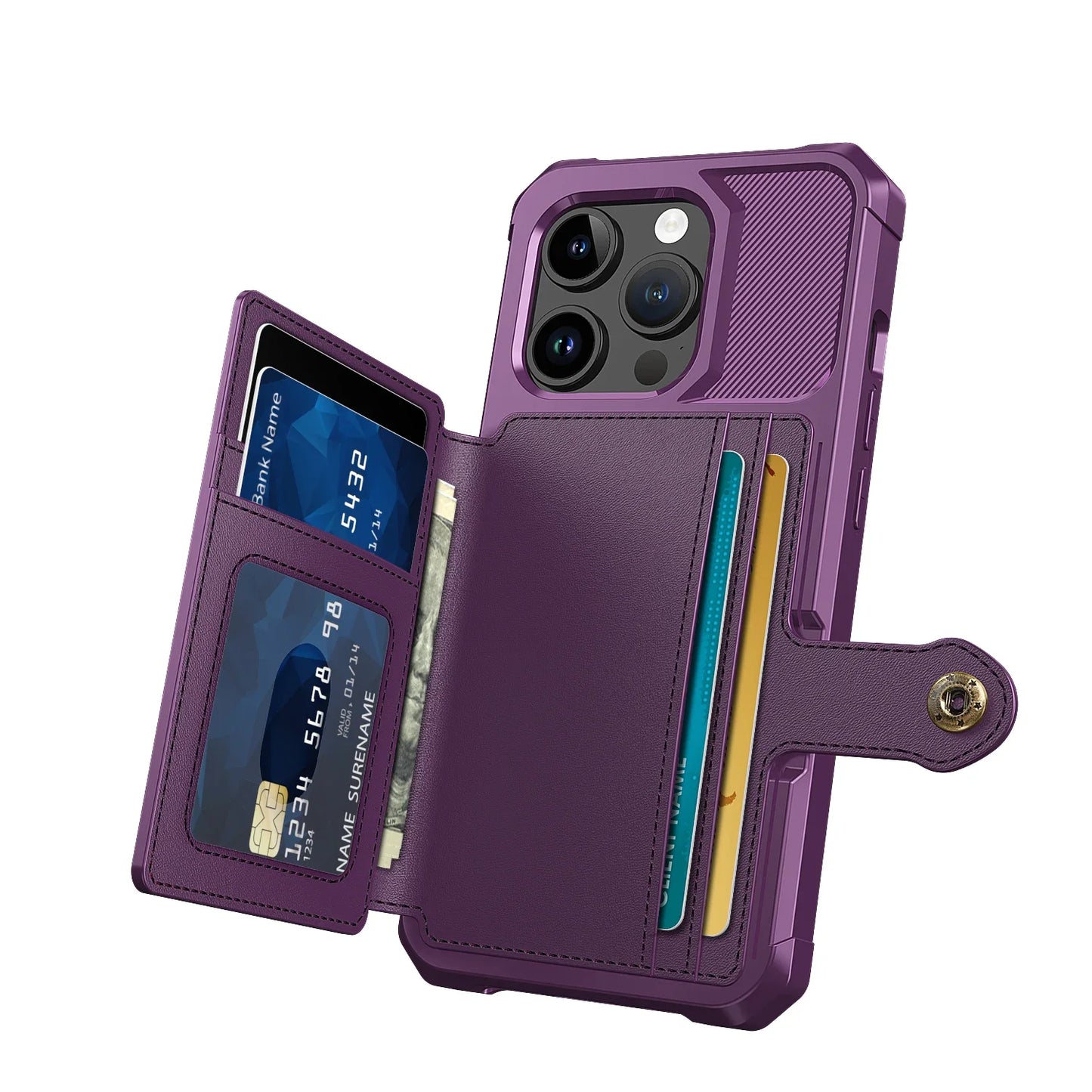 Magnetic Leather Wallet Case with Card Slot for iPhone