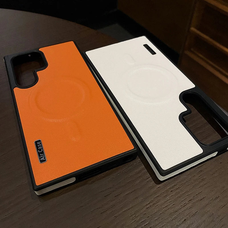 Luxury Matte Leather Magnetic Case for Samsung Galaxy