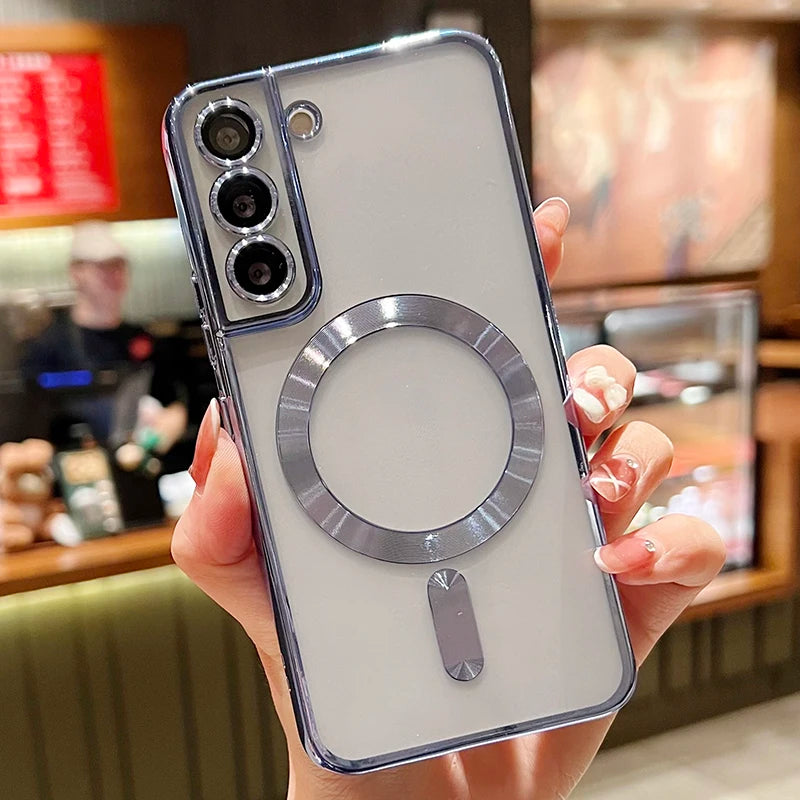 Plating Clear Magnetic Case for Samsung Galaxy