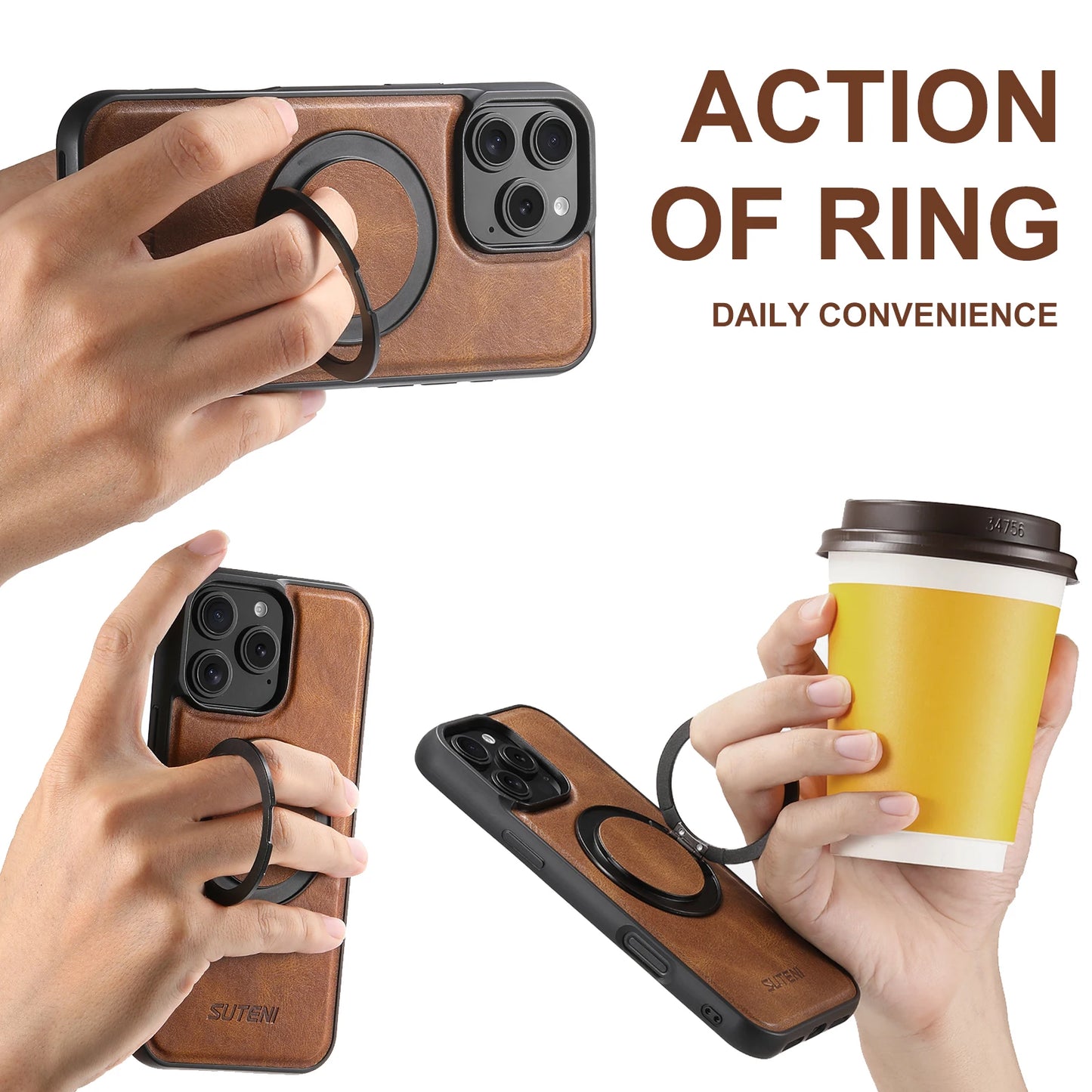 PU Leather Rotating Stand Case for iPhone