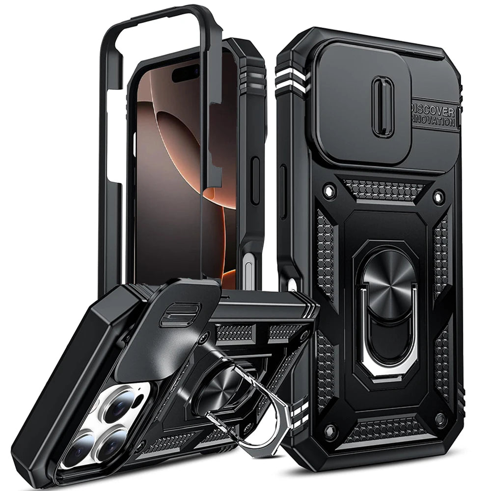 Military Armor iPhone Case with Camera Slide & 360° Stand