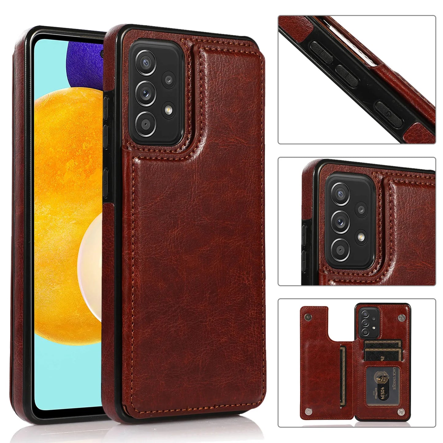 Flip Leather Wallet Case with Card Holder for Samsung