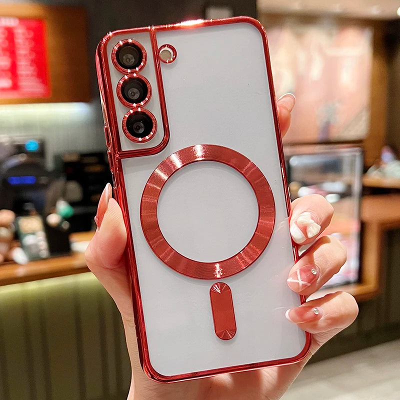 Plating Clear Magnetic Case for Samsung Galaxy