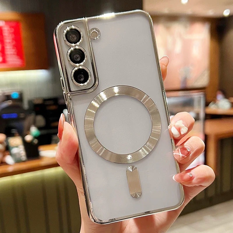 Plating Clear Magnetic Case for Samsung Galaxy