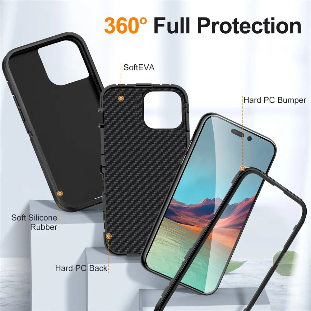 Rugged Shockproof Full Cover Case for iPhone Heavy Duty Protection