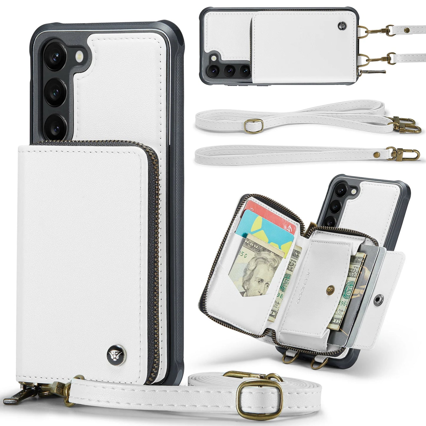Crossbody Leather Wallet Case with Card Slots for Samsung