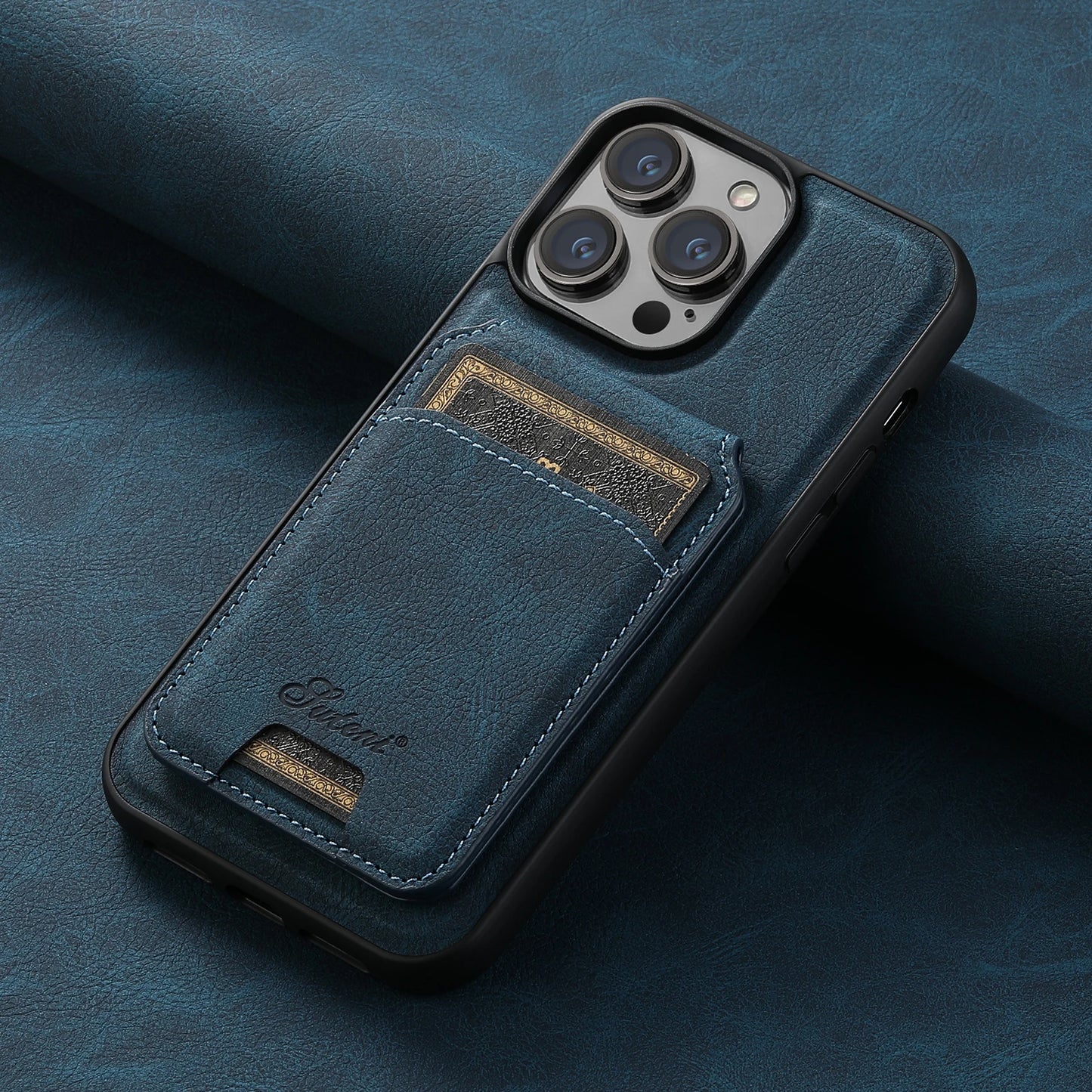 Luxury Magnetic Leather Wallet Case with Card Slot for iPhone