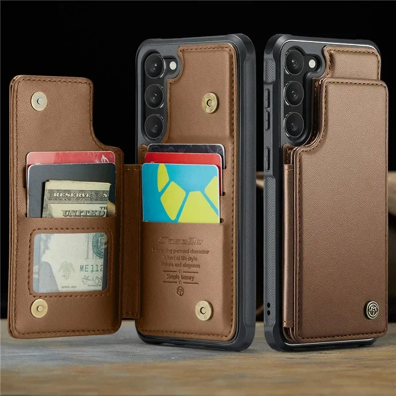 Leather Magnetic Wallet Phone Case with Pocket for Samsung