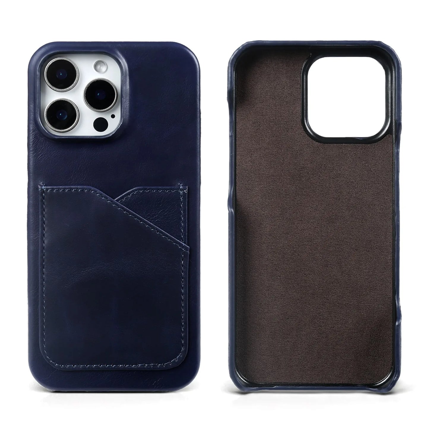 Vintage Genuine Leather iPhone Case with Card Slot Full Cover