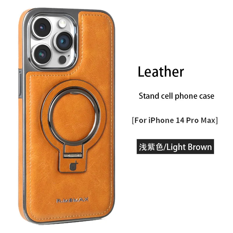 Luxury Leather MagSafe Stand Case for iPhone