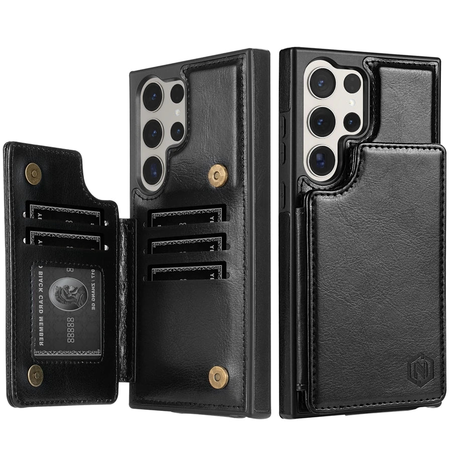 Wallet Magnetic RFID Leather Case with Card Slots for Samsung
