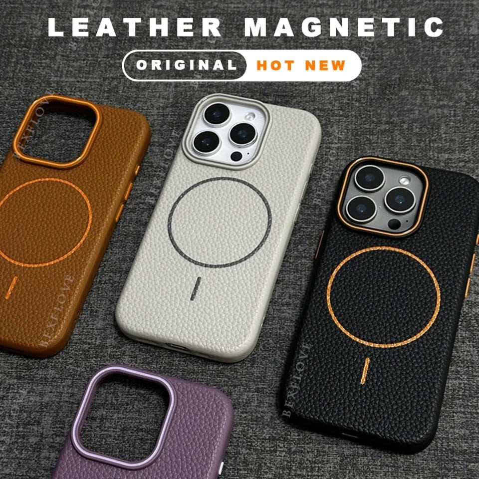 Official MagSafe Leather Texture iPhone Case Cover