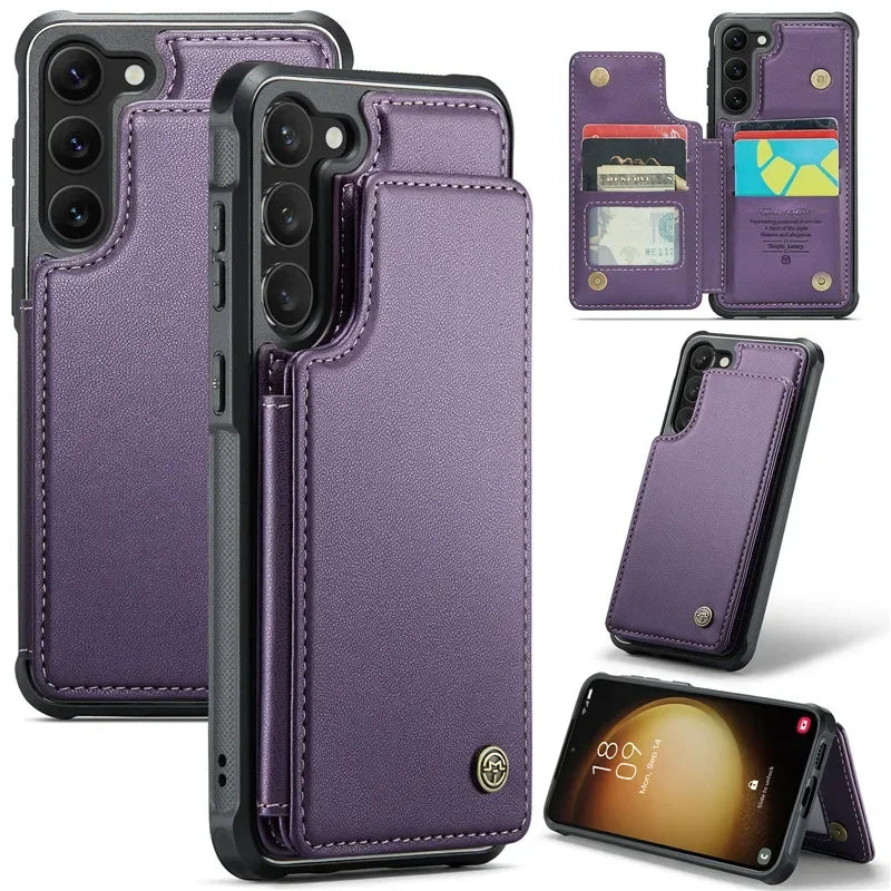 Leather Magnetic Wallet Phone Case with Pocket for Samsung