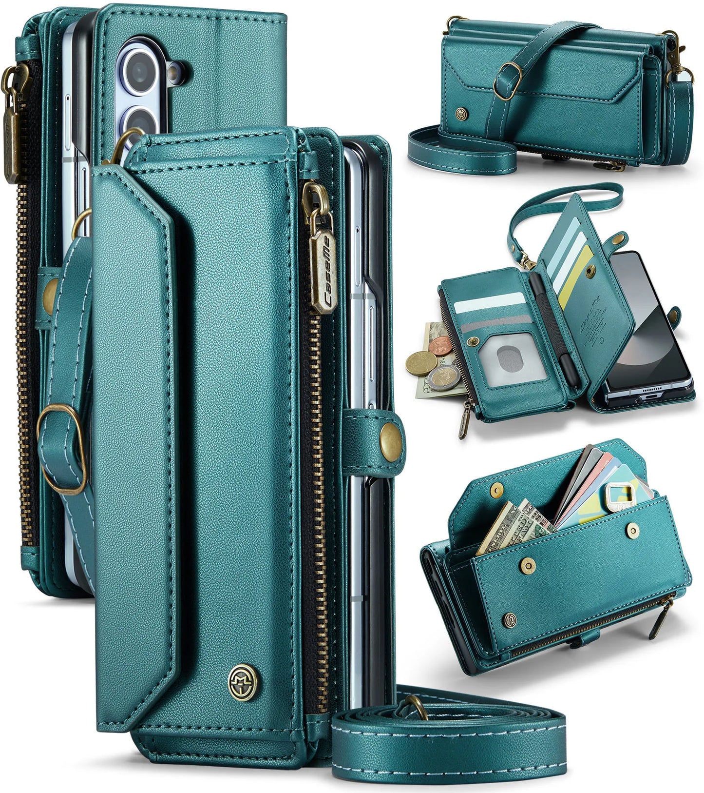 PU Leather Wallet Case with Strap & Card Holder for Galaxy Z Fold