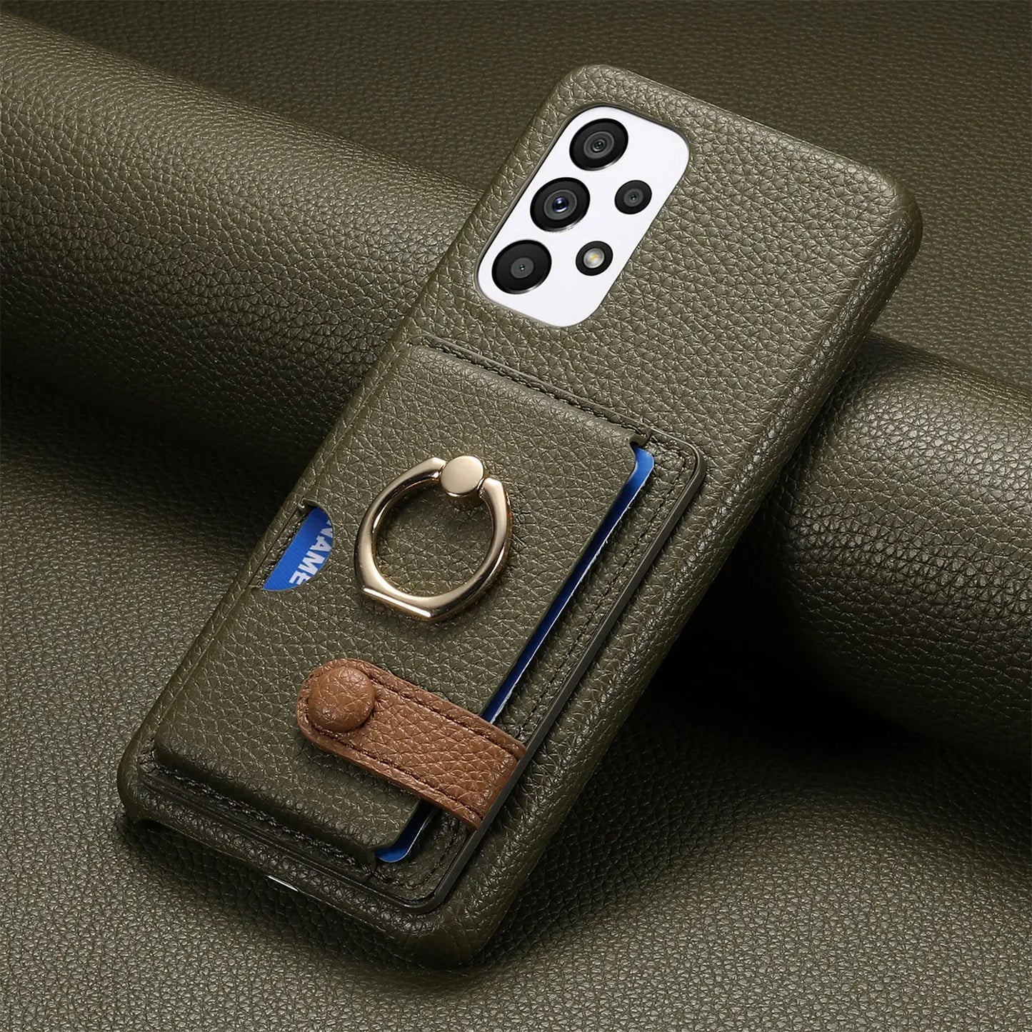 Leather Wallet Phone Case with Ring for Samsung Galaxy Series