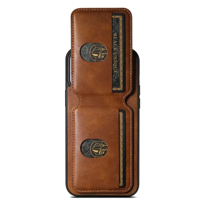 Luxury Magnetic Leather Wallet Case with Card Holder for iPhone