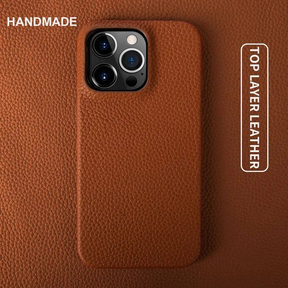 Luxury Genuine Leather Shockproof Case for iPhone