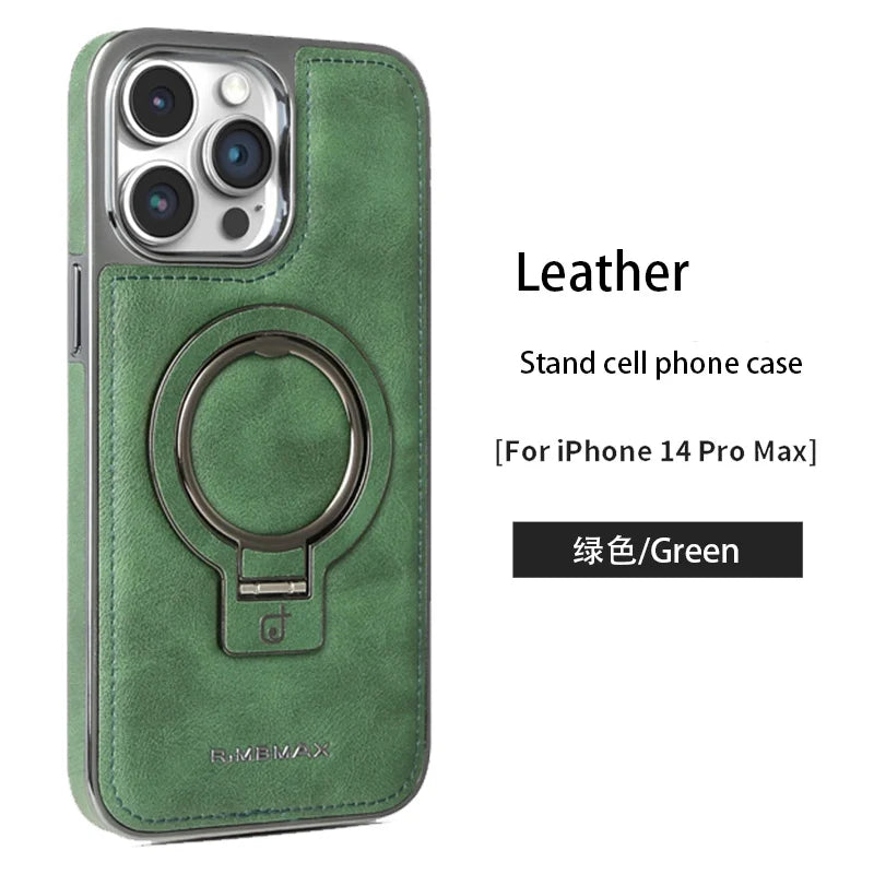 Luxury Leather MagSafe Stand Case for iPhone