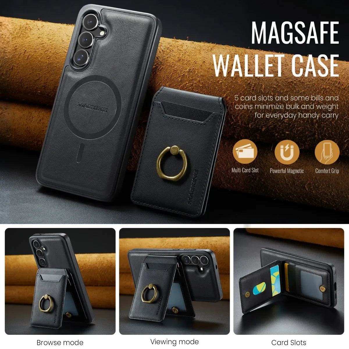 Magnetic Leather Phone Case with Card Holder for Samsung