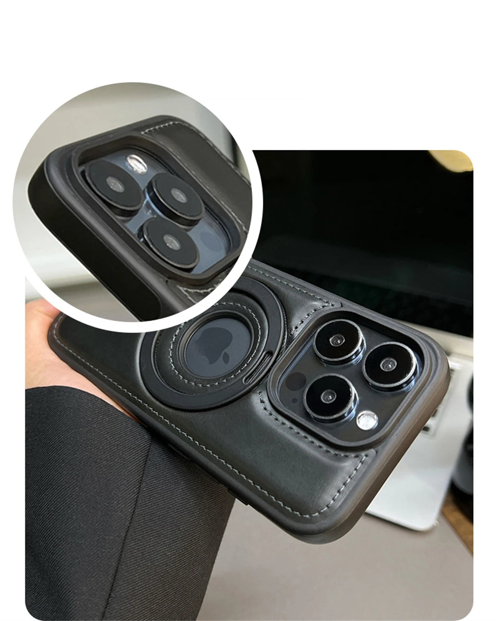 Luxury Magnetic Stand Ring PU Leather Case for iPhone - CaseifyTrend