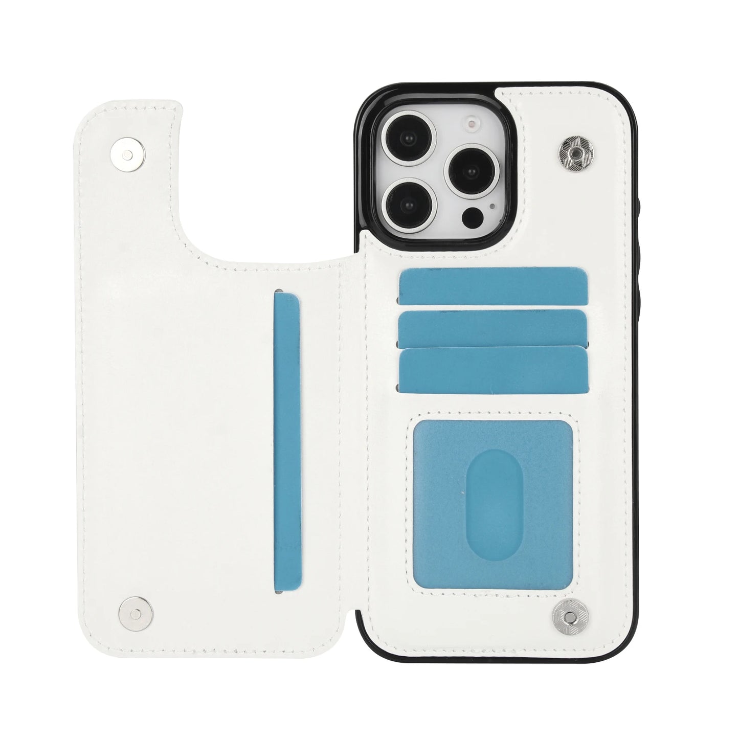 PU Leather Case with Kickstand Card Holder for iPhone - CaseifyTrend