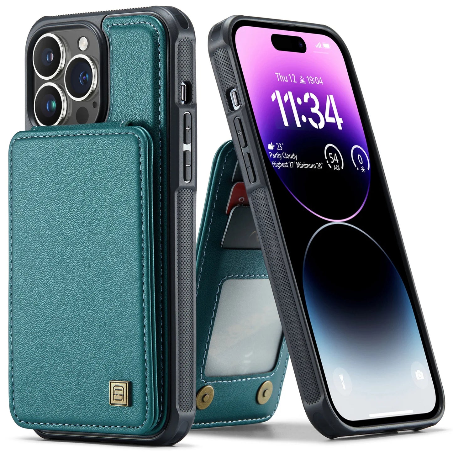 Magnetic Leather Wallet Case with Card Holder for iPhone
