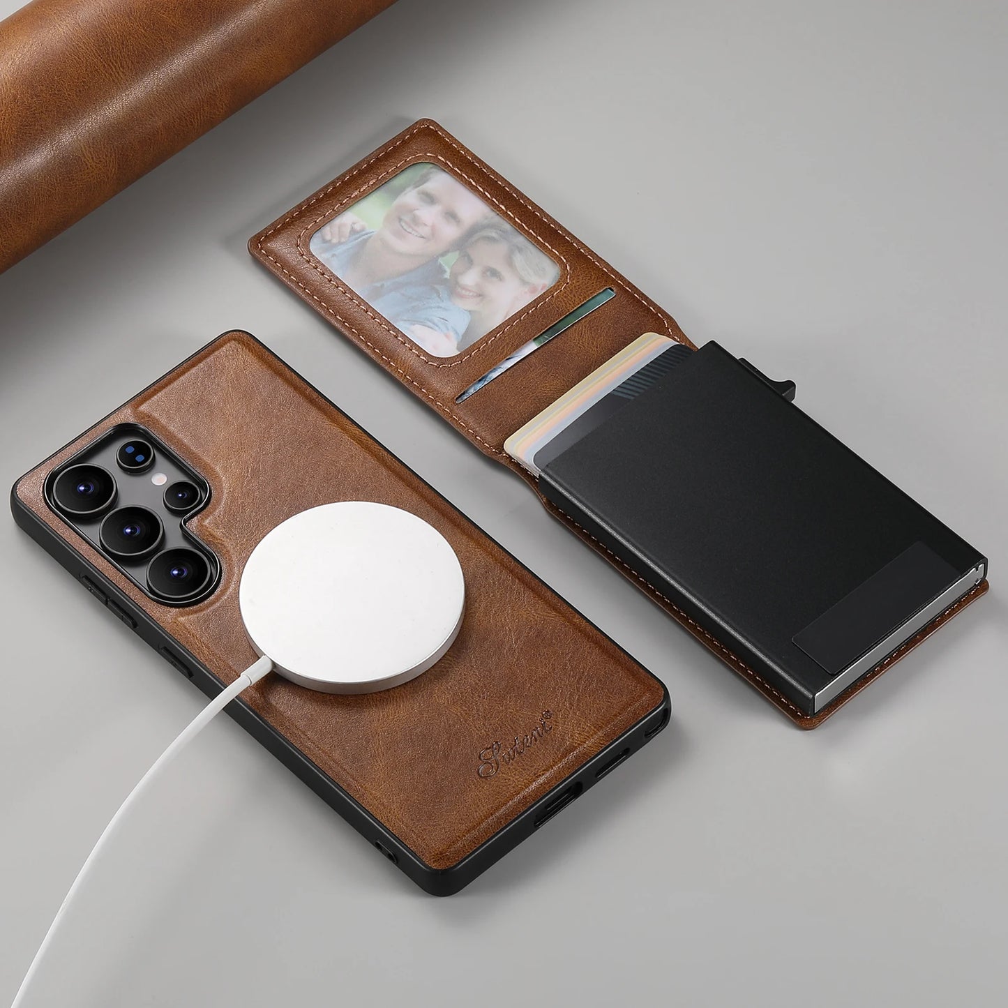 Luxury PU Leather Wallet Phone Case with Card Slot for Samsung