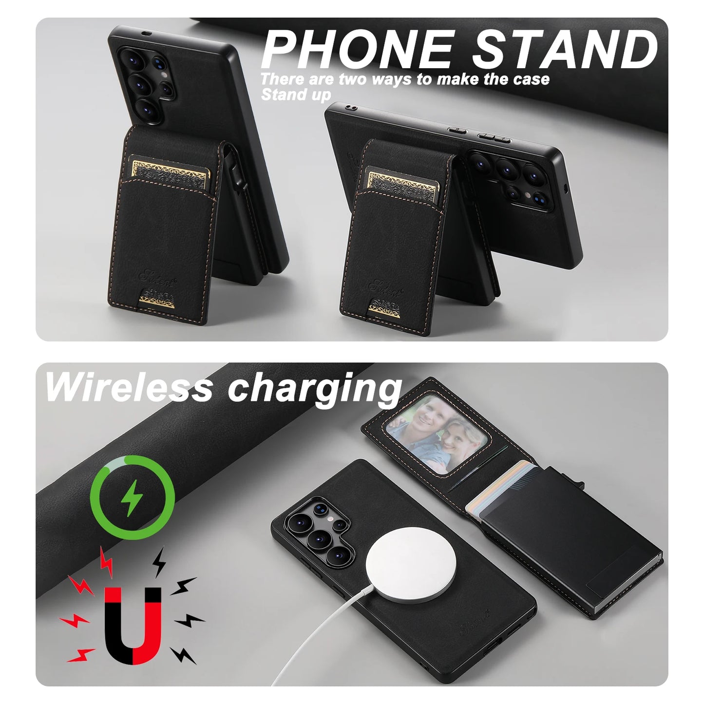 Luxury PU Leather Wallet Phone Case with Card Slot for Samsung