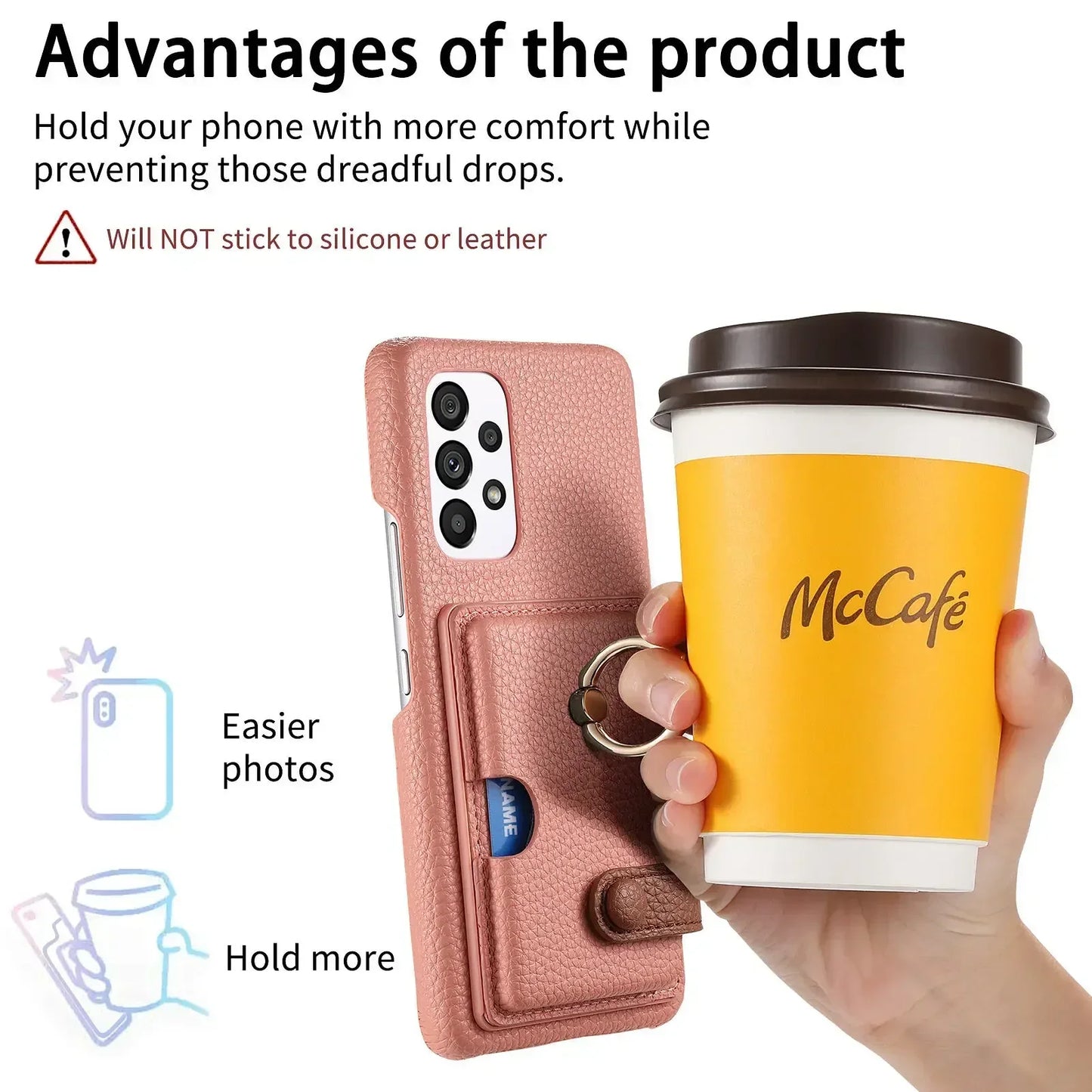 Leather Wallet Phone Case with Ring for Samsung Galaxy Series
