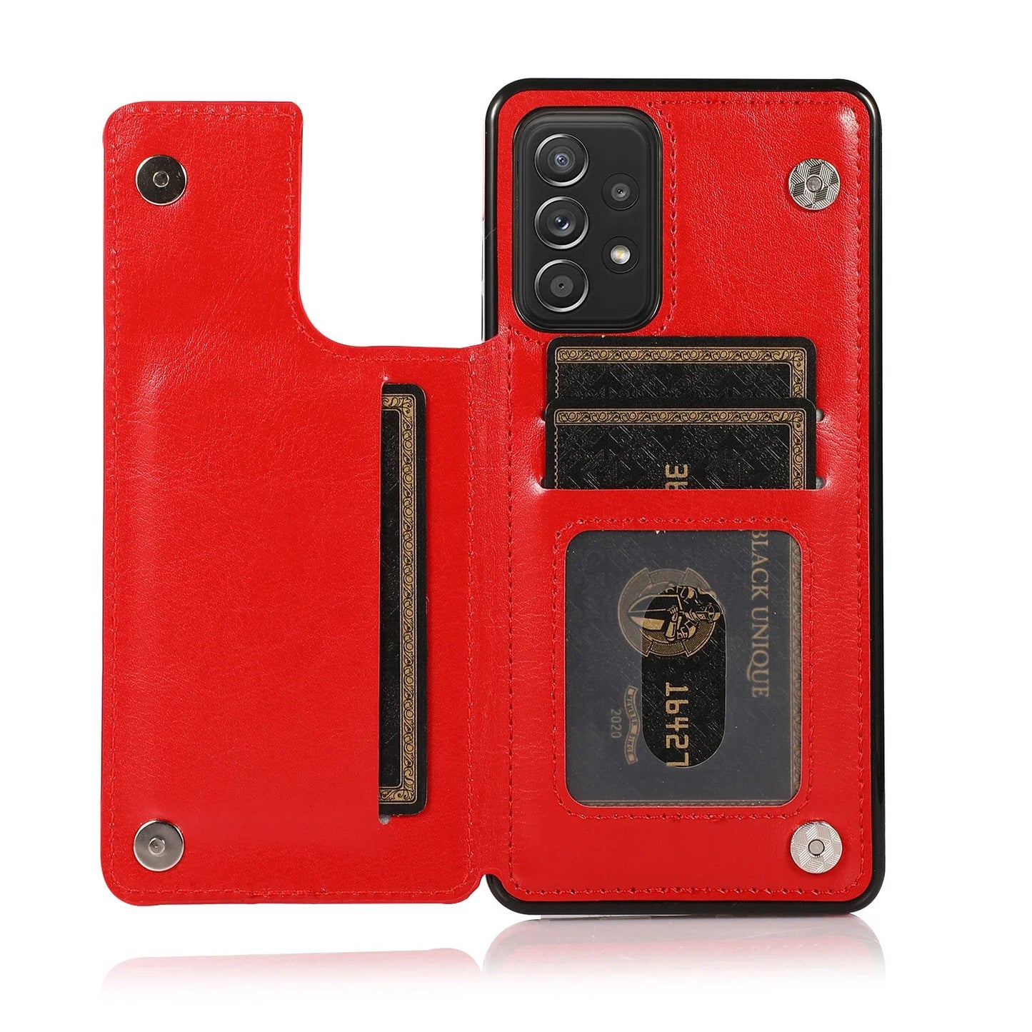 Flip Leather Wallet Case with Card Holder for Samsung