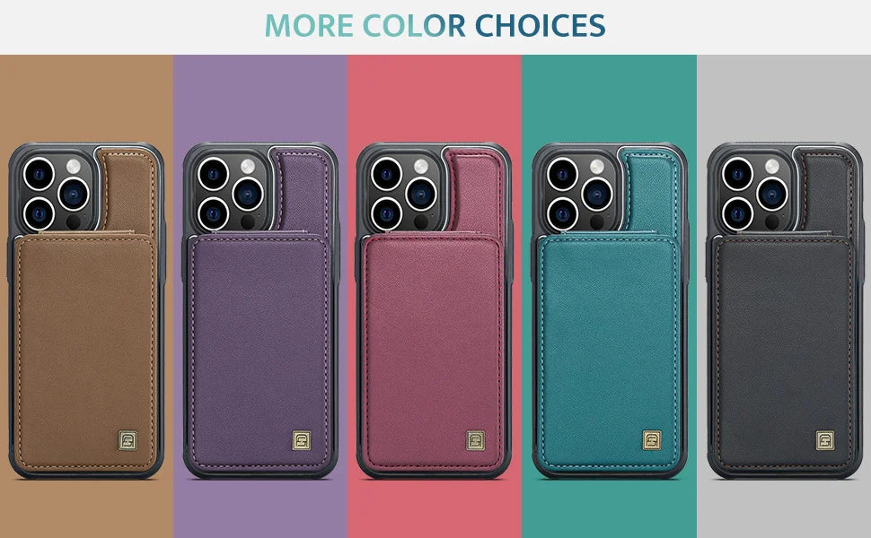 Magnetic Leather Wallet Case with Card Holder for iPhone