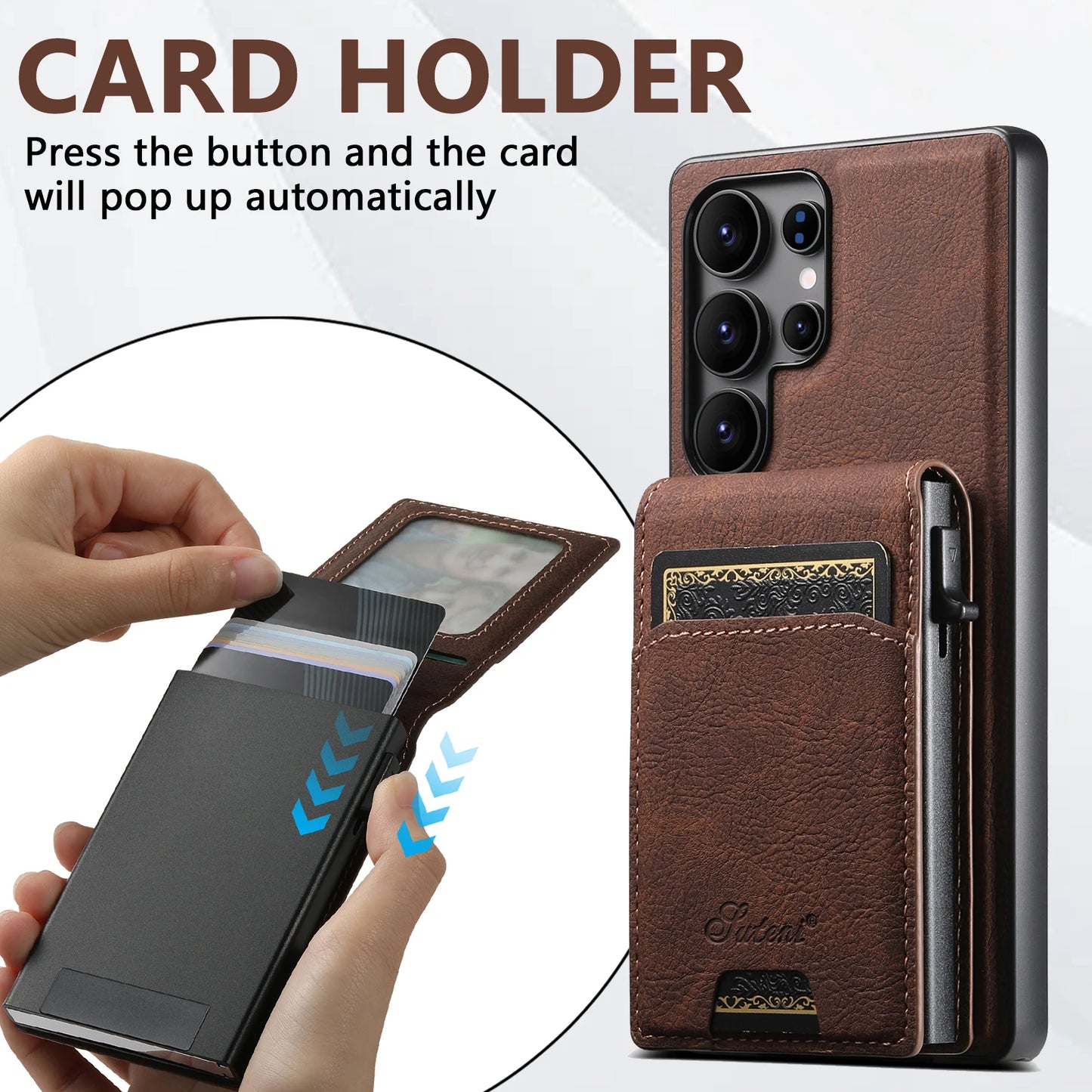Luxury PU Leather Wallet Phone Case with Card Slot for Samsung