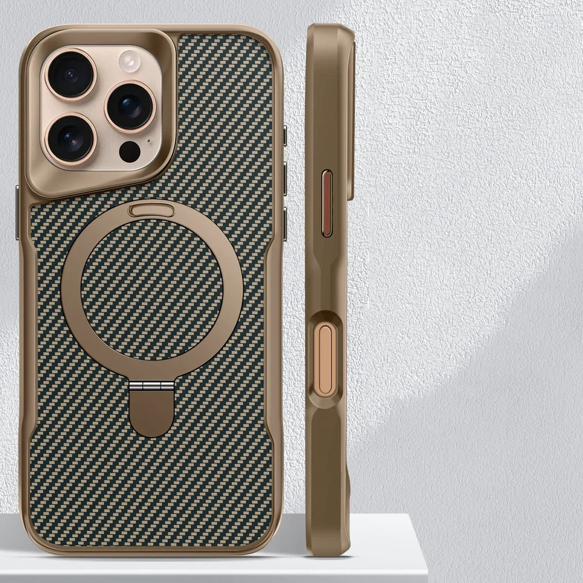 Desert Titanium MagSafe Carbon Armor iPhone Case