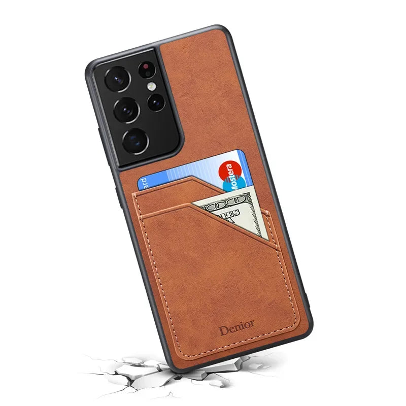Luxury Leather Samsung Case with Card Holder & Stand