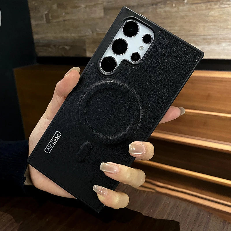 Luxury Matte Leather Magnetic Case for Samsung Galaxy