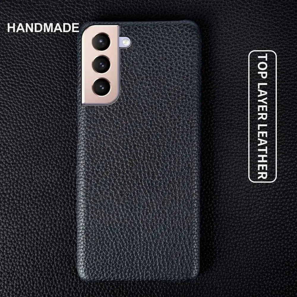 Genuine Leather Litchi Texture Phone Case for Samsung