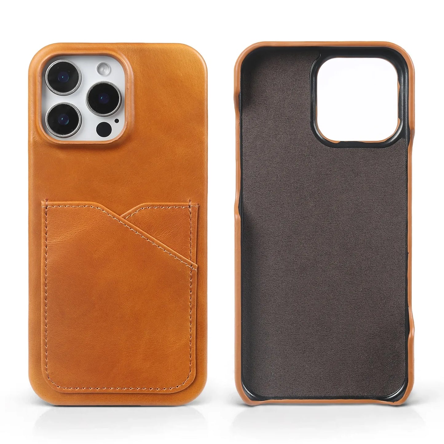 Vintage Genuine Leather iPhone Case with Card Slot Full Cover