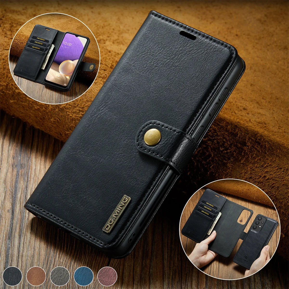Detachable Magnetic Leather Wallet Case for Samsung Galaxy