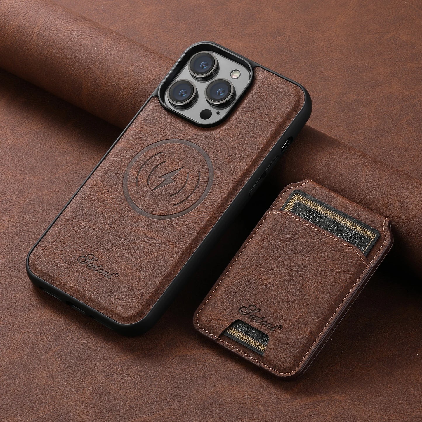 Luxury Magnetic Leather Wallet Case with Card Slot for iPhone