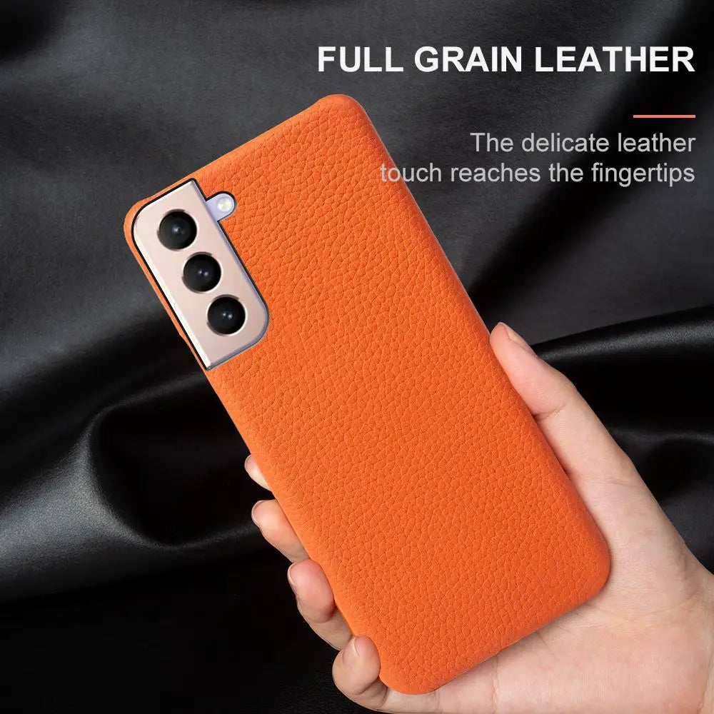 Genuine Leather Litchi Texture Phone Case for Samsung