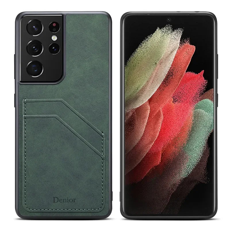 Luxury Leather Samsung Case with Card Holder & Stand