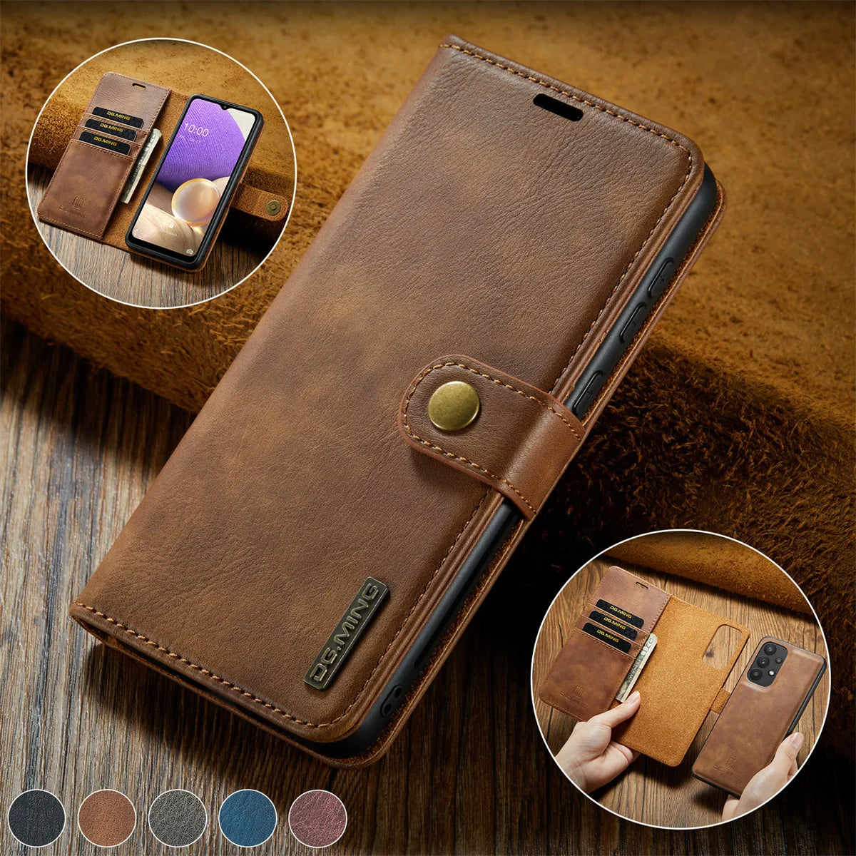 Detachable Magnetic Leather Wallet Case for Samsung Galaxy